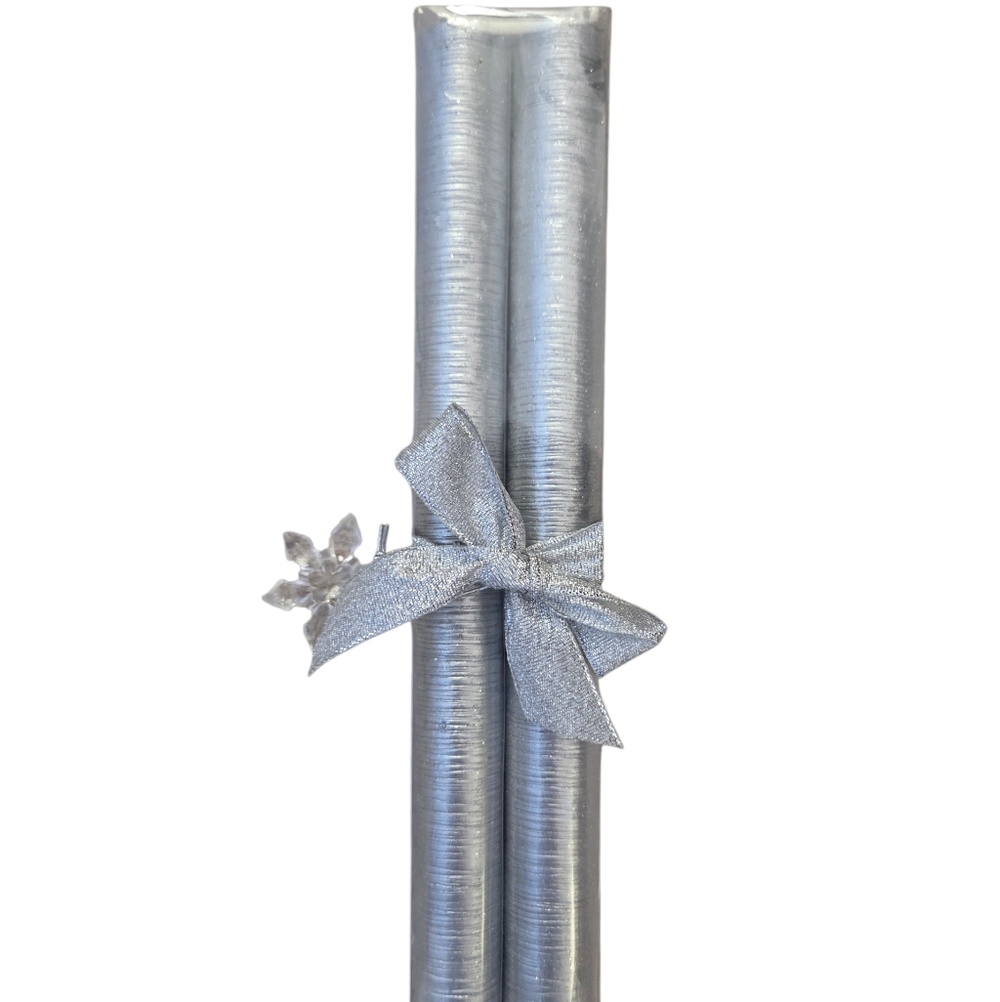 Holiday Designs silver glitter lined tapered candles. 2 pk. NWT.
